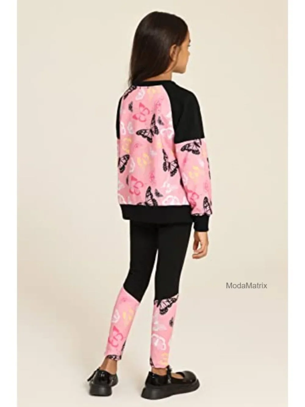 Girls 2-Piece Sweatshirt & Leggings Tracksuit Set - Polyester/Elastane